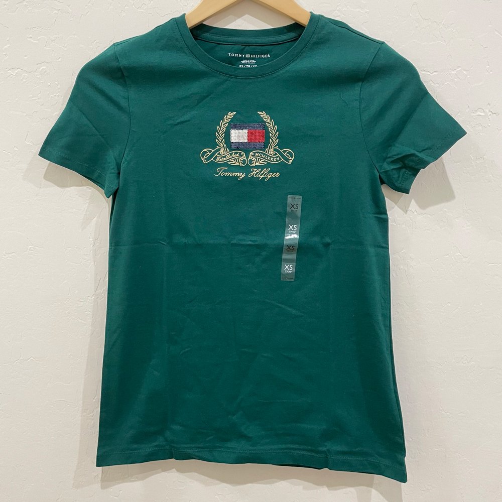 Tommy Hilfiger Essential Wreath Logo T-Shirt - Dark Green, Size M