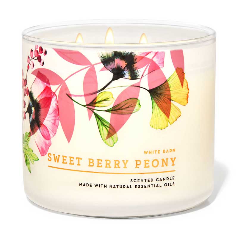 Nến thơm Bath & Body Works White Barn - Sweet Berry Peony, 411g