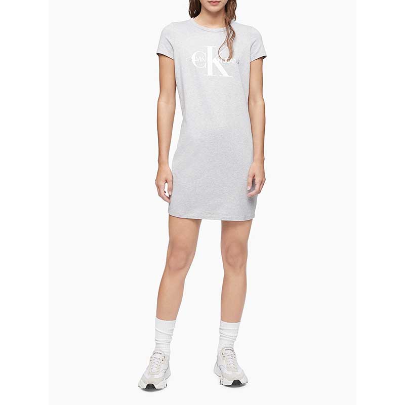 Đầm Calvin Klein Jeans Monogram Logo T-Shirt Dress - Grey, Size XS