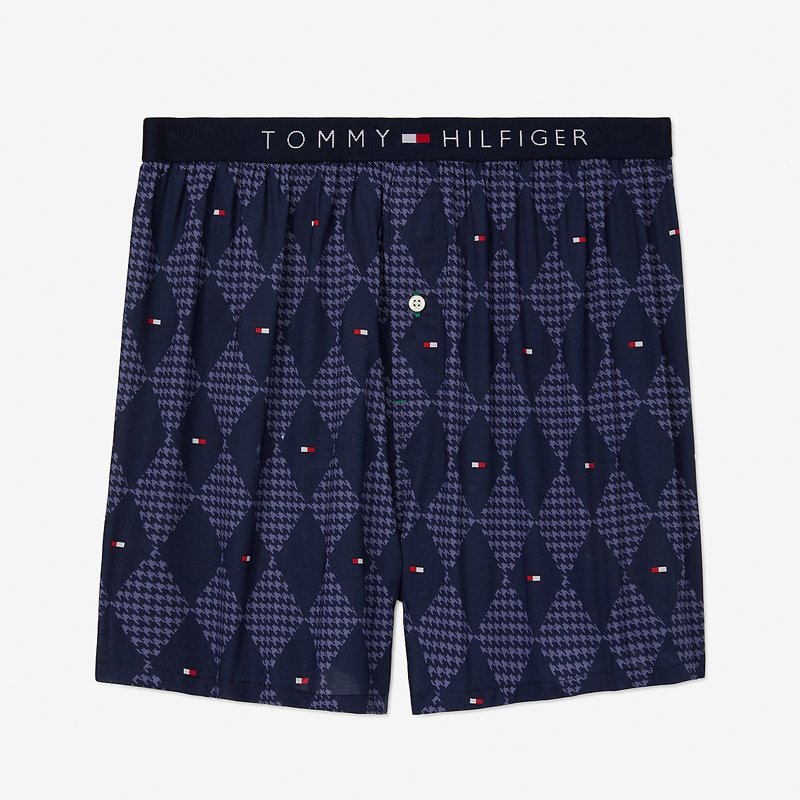 Quần Tommy Hilfiger Cotton Woven Boxers - Blue Multi, Size S