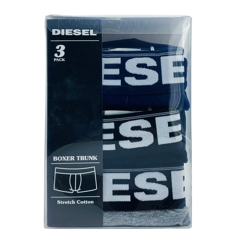 Set 3 quần Diesel Cotton Stretch Boxer Trunk - Black/Navy/Grey, Size S