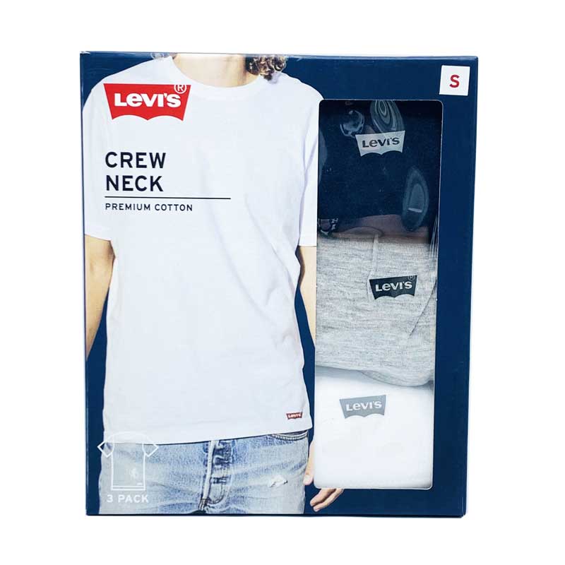 Set 3 áo Levi's Short Sleeve Cotton Crew Neck - White/Grey/Navy, Size L