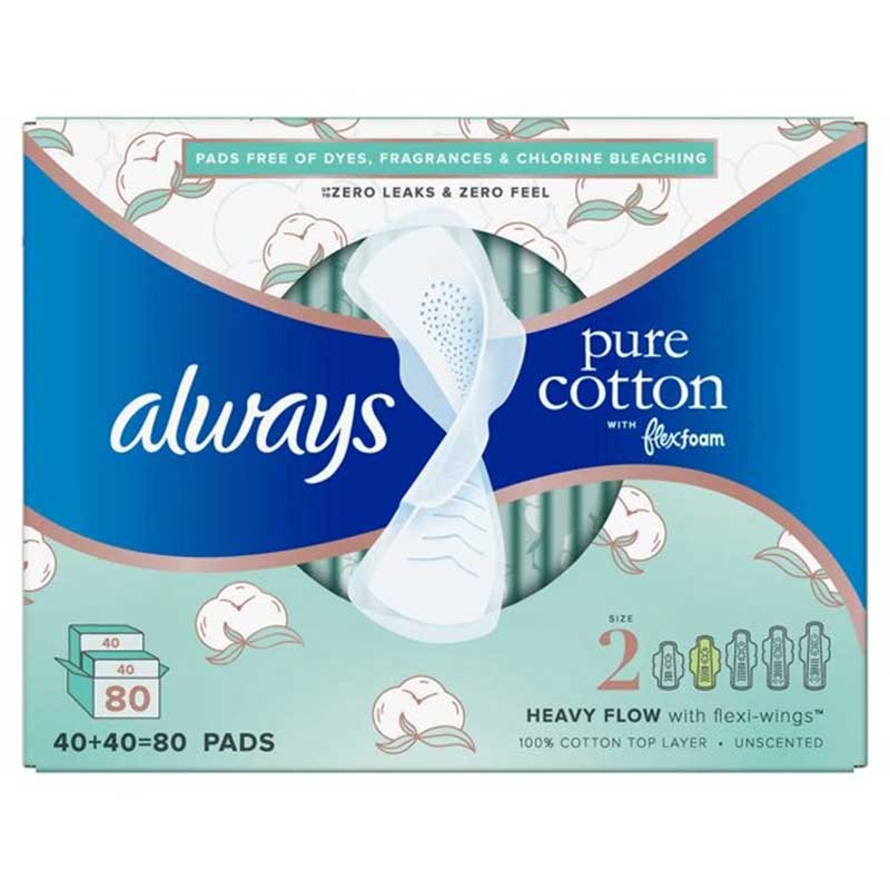 Băng vệ sinh Always Pure Cotton Heavy Flow with Wings, 80 miếng