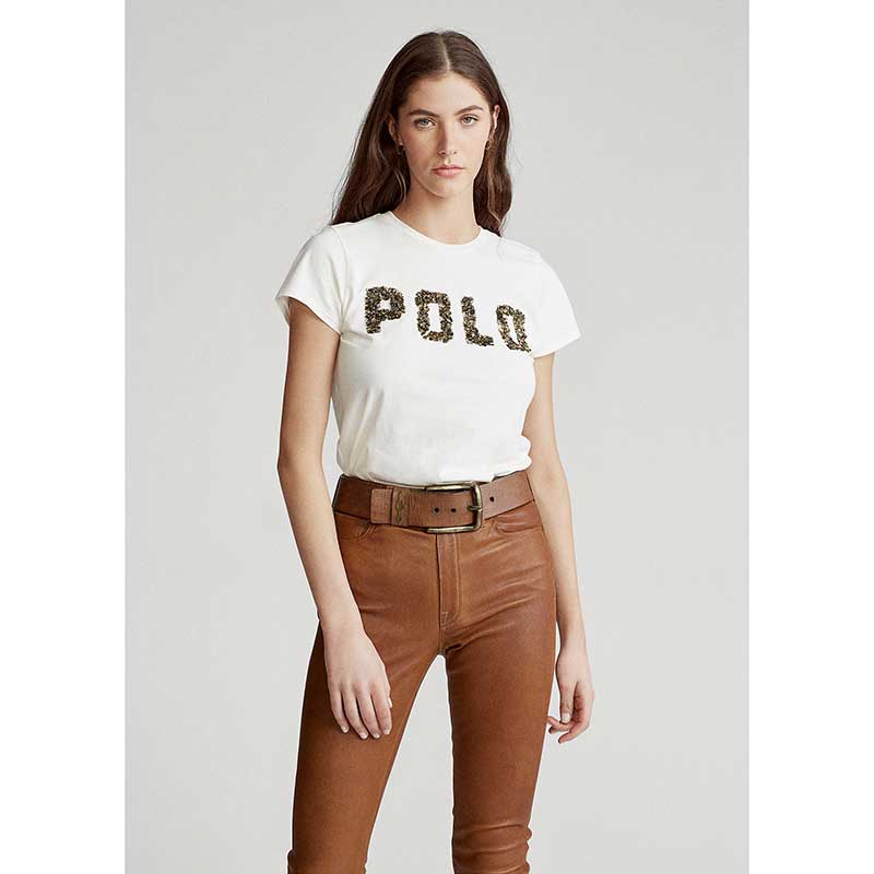 Áo Polo Ralph Lauren Beaded T-Shirt - White, Size S