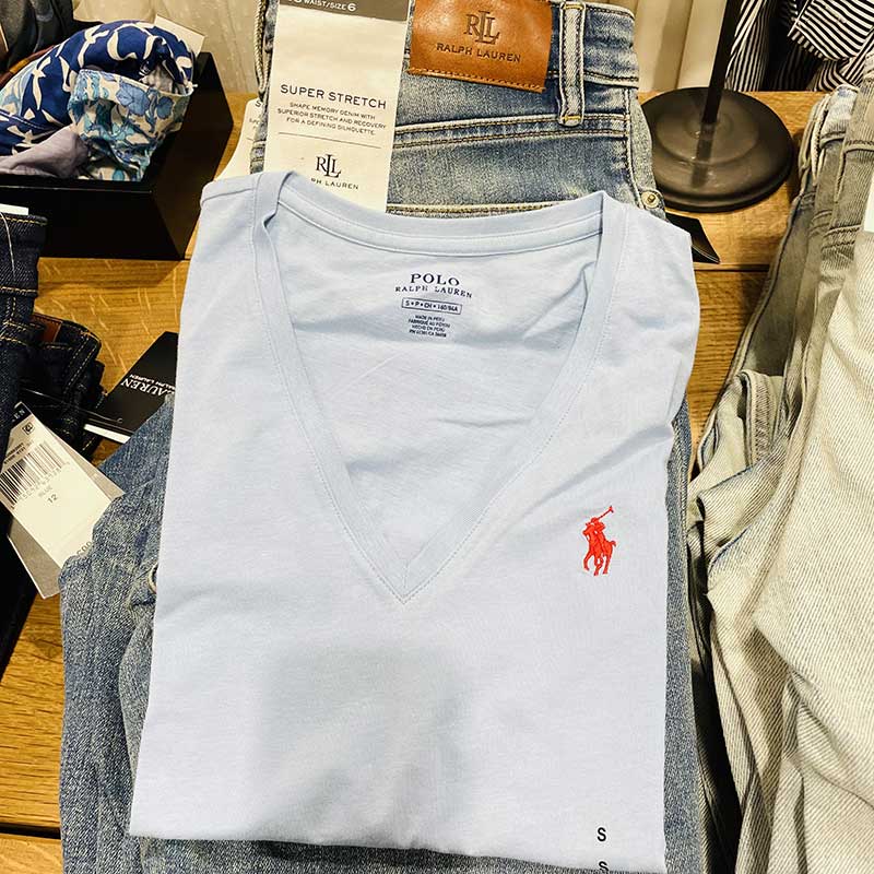 Áo Polo Ralph Lauren V-neck T-Shirt - Blue, Size XS - Shop Mùa Xuân