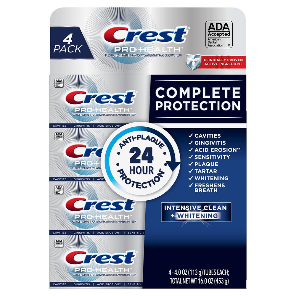 Set kem đánh răng Crest Pro-Health Complete Protection Intensive Clean + Whitening, 4 x 113g