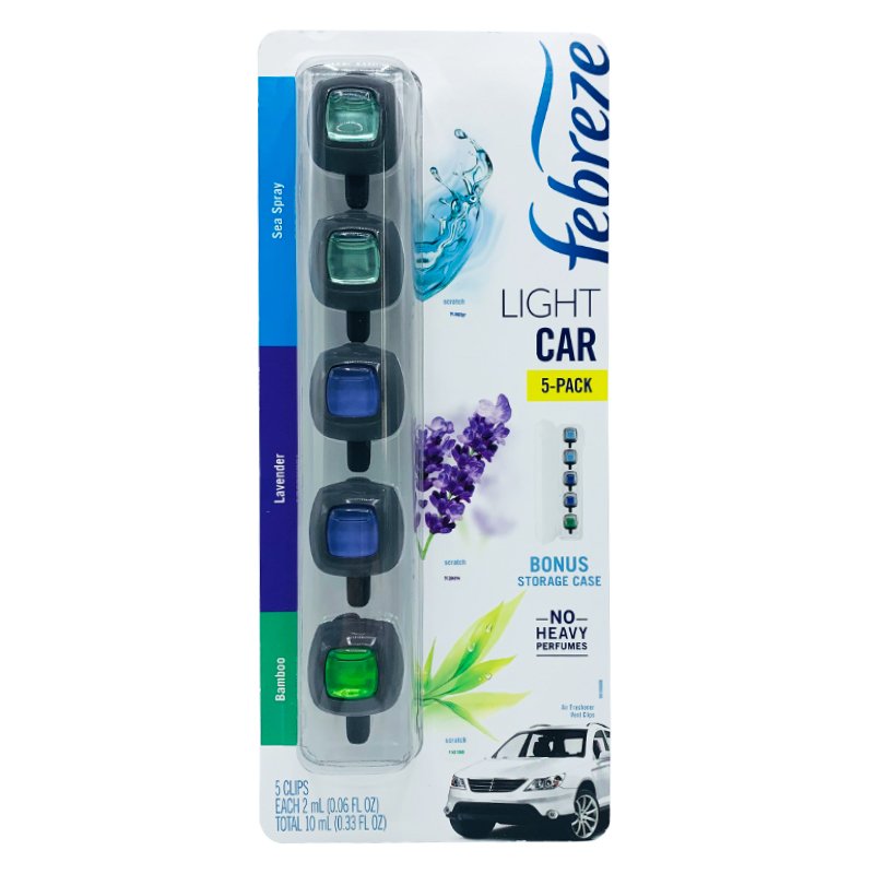 Tinh dầu thơm xe Febreze Light Car Vent Clips - Mix, 5 x 2ml