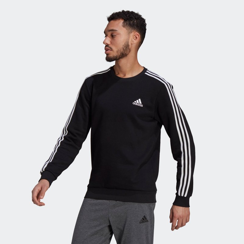Áo Adidas Essentials Fleece 3-Stripes Sweatshirt - Black, Size M