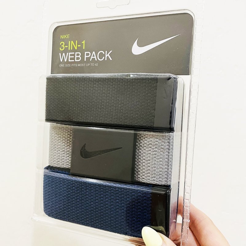 Set 3 thắt lưng Nike 3-in-1 Web Pack, Black/Grey/Navy