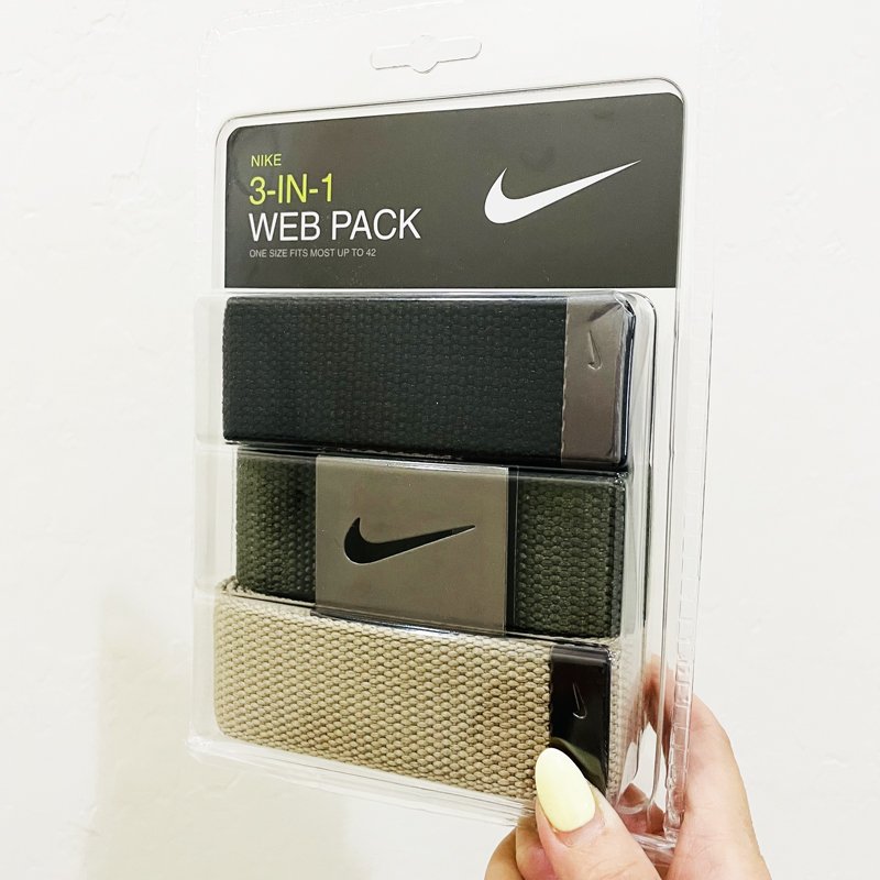 Set 3 thắt lưng Nike 3-in-1 Web Pack, Black/Olive/Tan