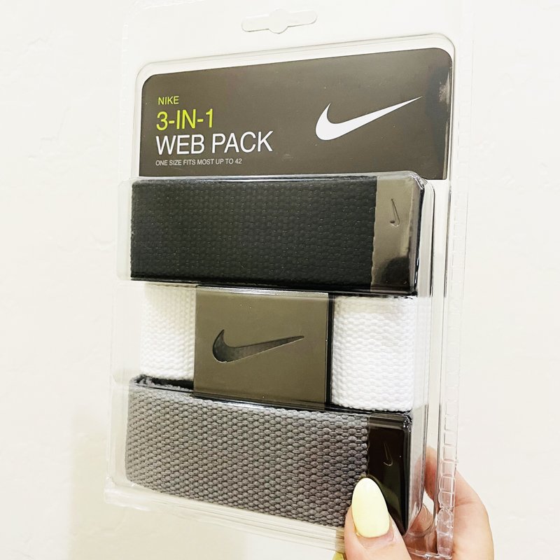Set 3 thắt lưng Nike 3-in-1 Web Pack, Black/White/Grey
