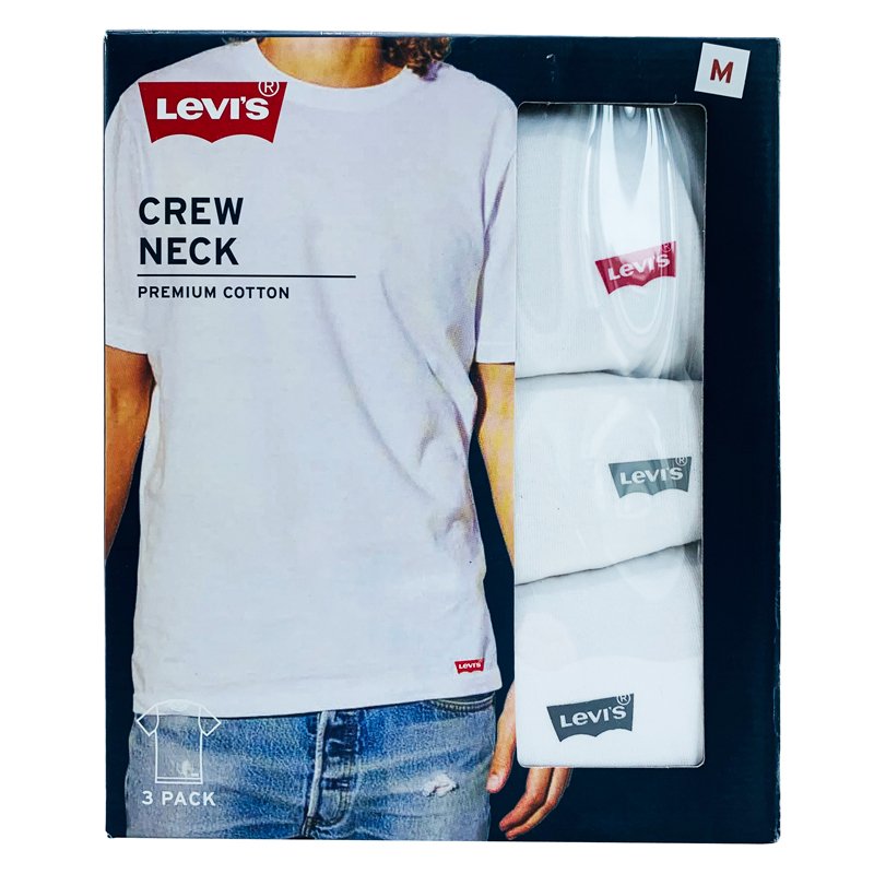 Set 3 áo Levi's Premium Cotton Crew Neck - White, Size M