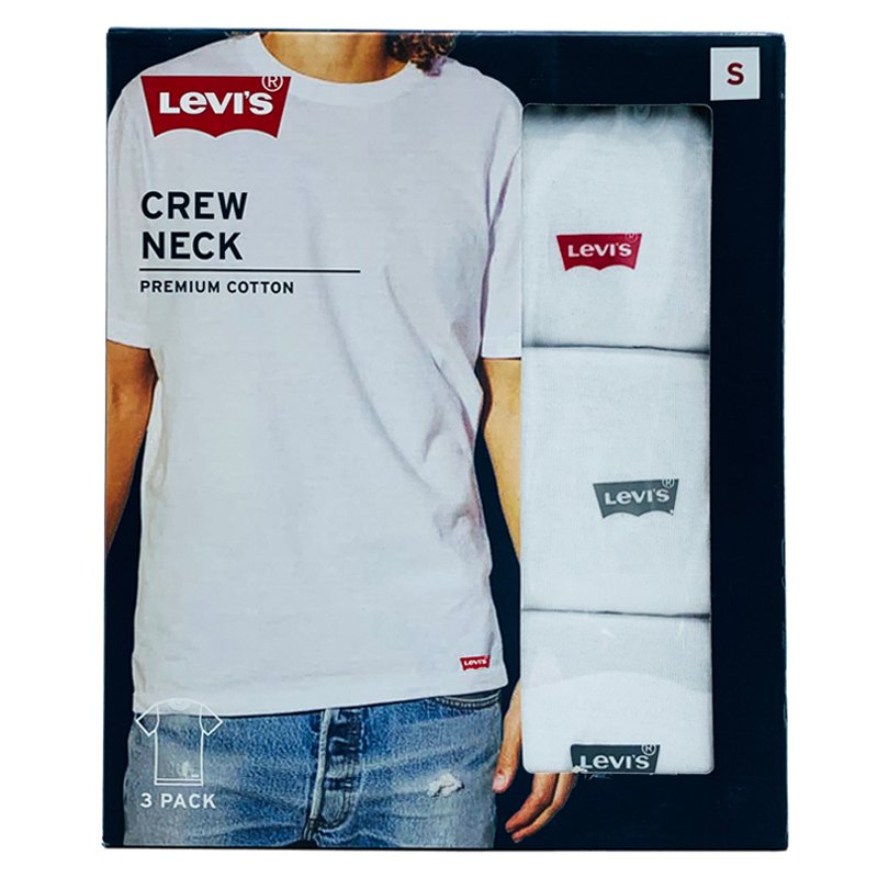Set 3 áo Levi's Premium Cotton Crew Neck - White, Size S