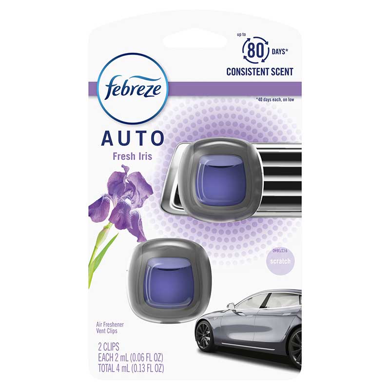 Tinh dầu thơm xe Febreze Car Odor-Eliminating Air Freshener - Fresh Iris, 2 x 2ml