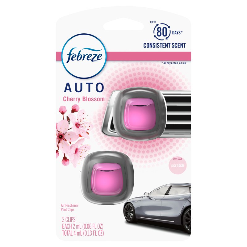 Tinh dầu thơm xe Febreze Car Odor-Eliminating Air Freshener - Cherry Blossom, 2 x 2ml