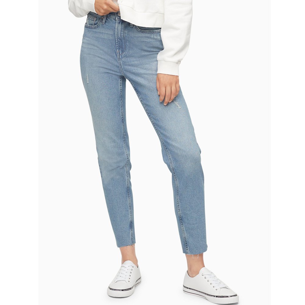 Quần Calvin Klein Jeans Slim Straight Super High Rise Light Blue Jeans - Montano, Size 26