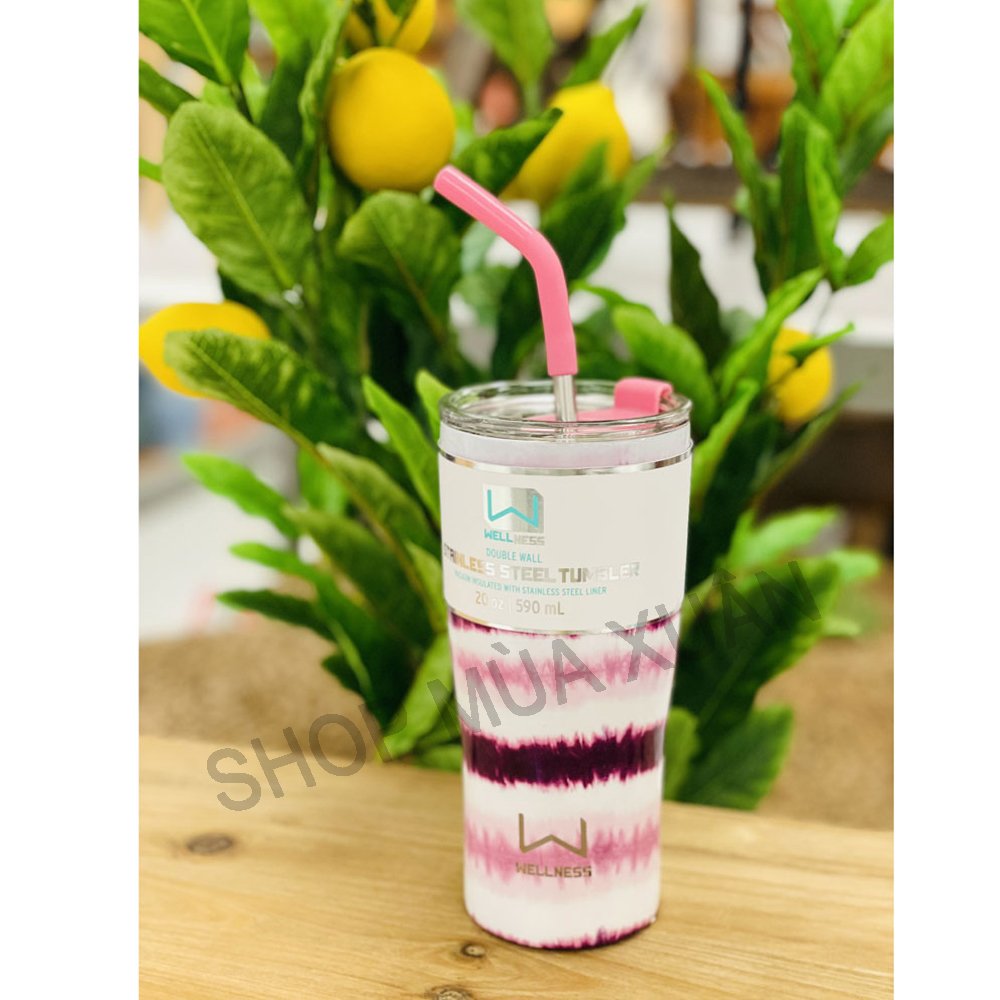 Ly giữ nhiệt Wellness Double Wall Stainless Steel Tumbler - Straw Rainbow, 590ml