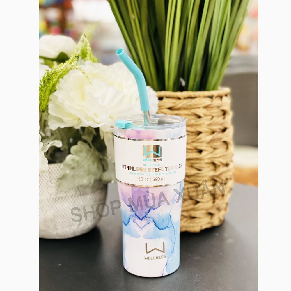 Ly giữ nhiệt Wellness Double Wall Stainless Steel Tumbler - Straw Rain, 590ml
