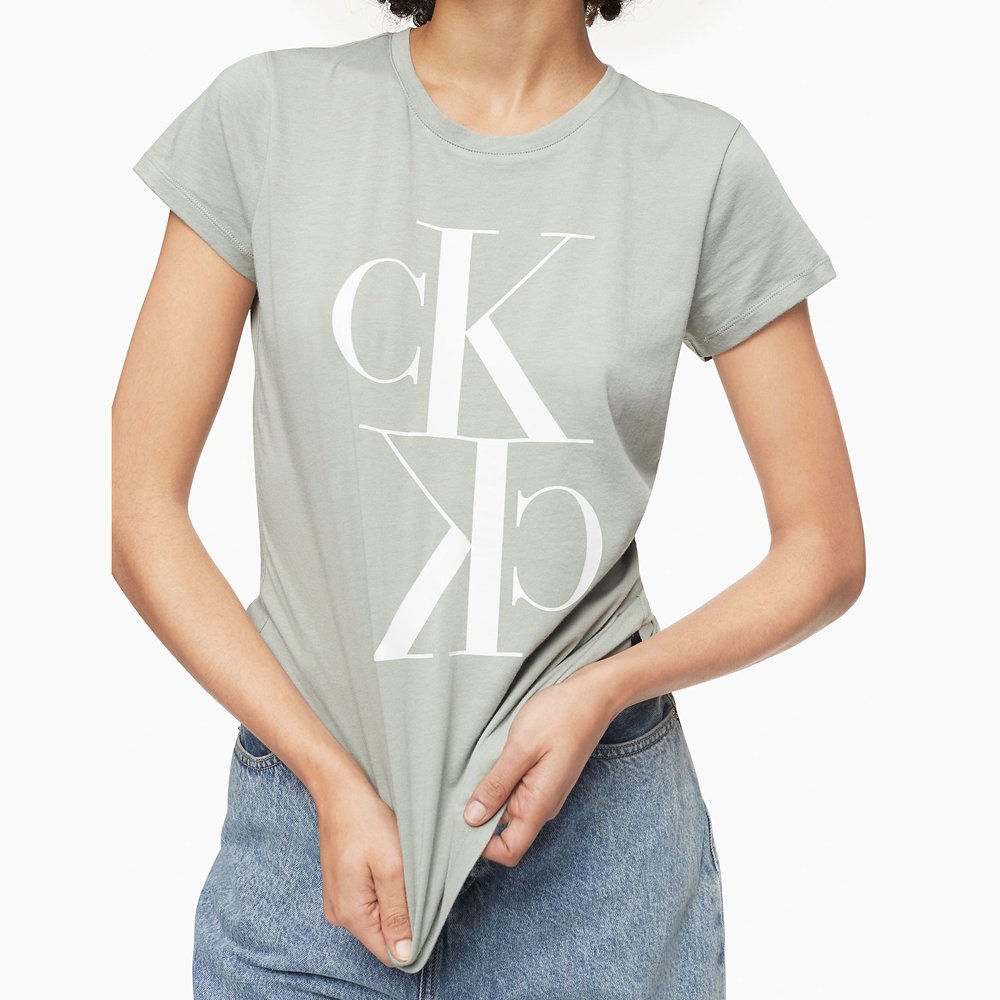 Áo Calvin Klein Jeans Foiled Mirror Monogram Logo T-Shirt, Sage/White, Size S