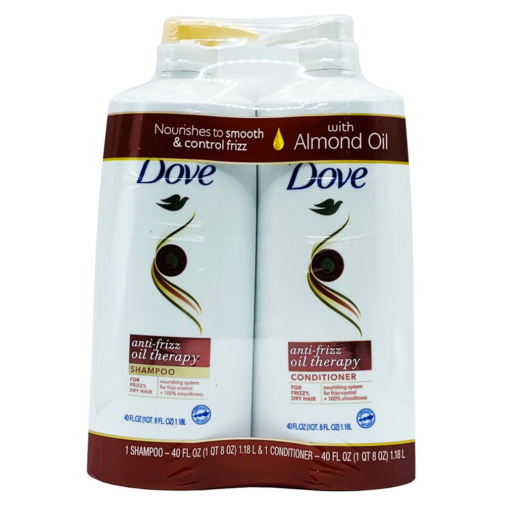 Bộ dầu gội xả Dove Anti-Frizz Oil Therapy, 2 x 1.18L