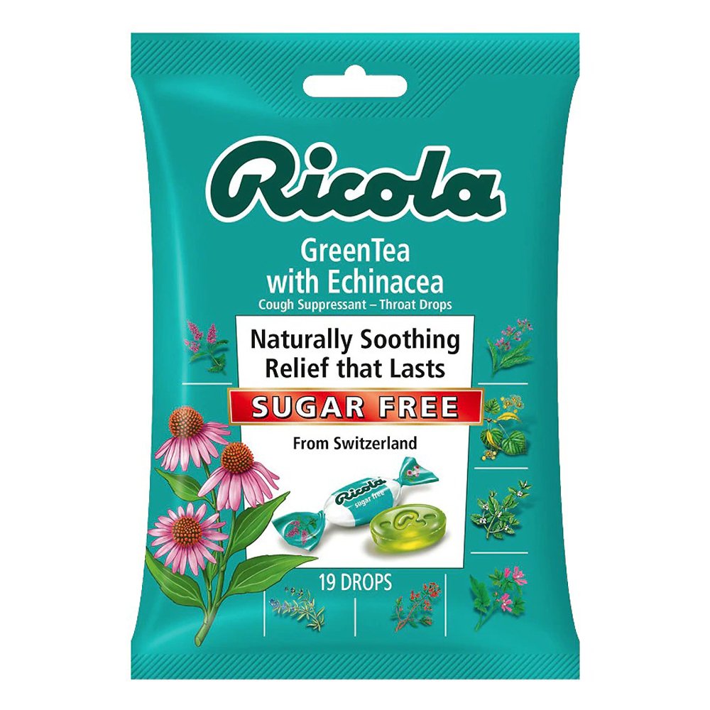 Kẹo ngậm Ricola GreenTea With Echinacea Sugar Free, 19 viên