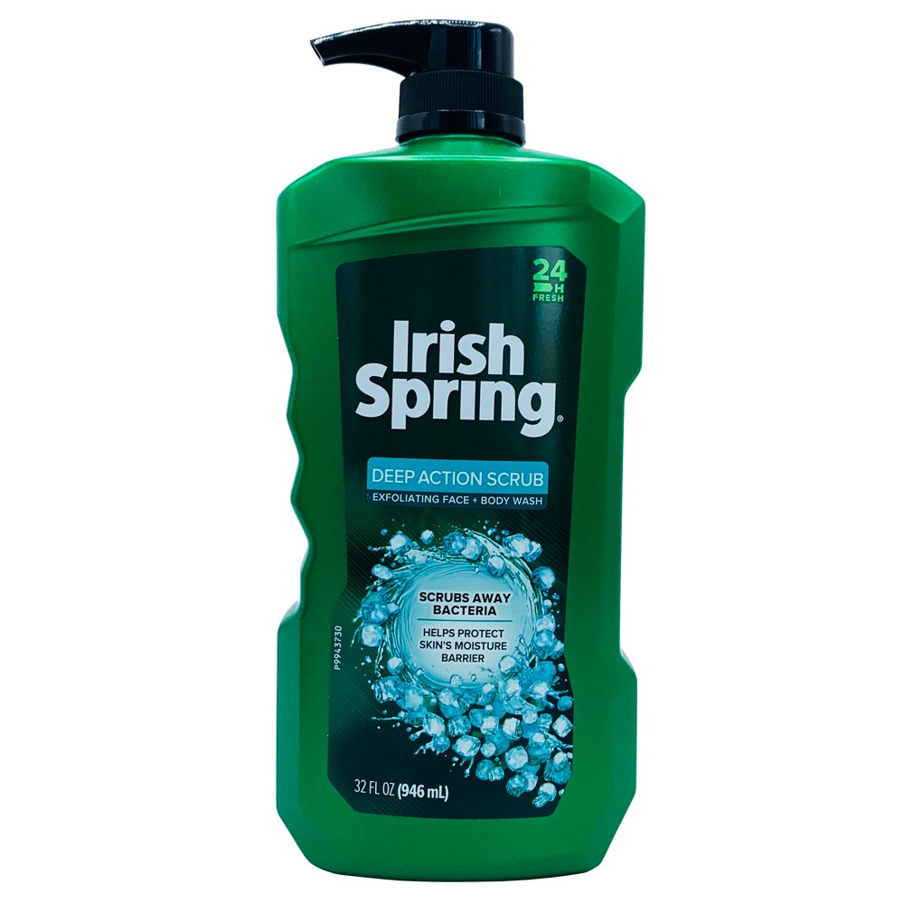 Gel tắm + Rửa mặt Irish Spring Deep Action Scrub, 946ml