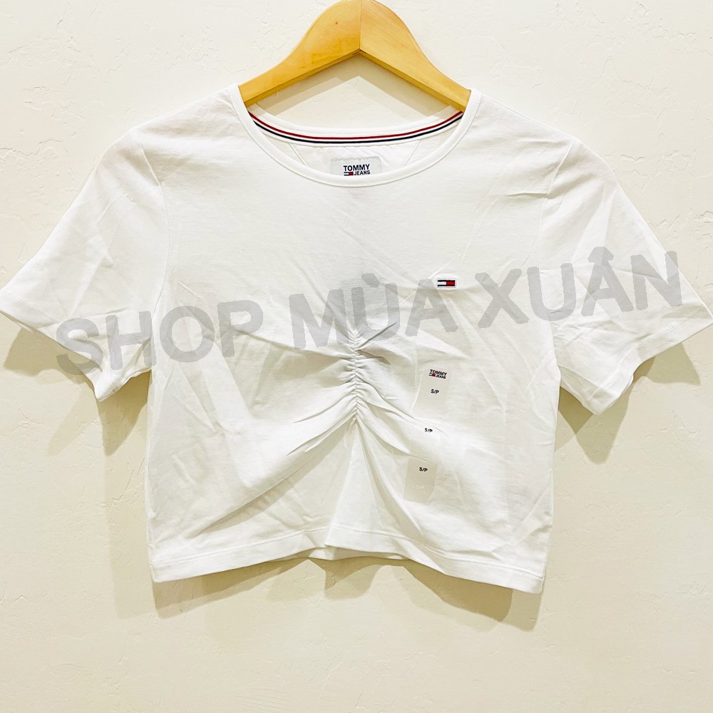 Áo Tommy Jeans Essential Crop Top - White, Size M