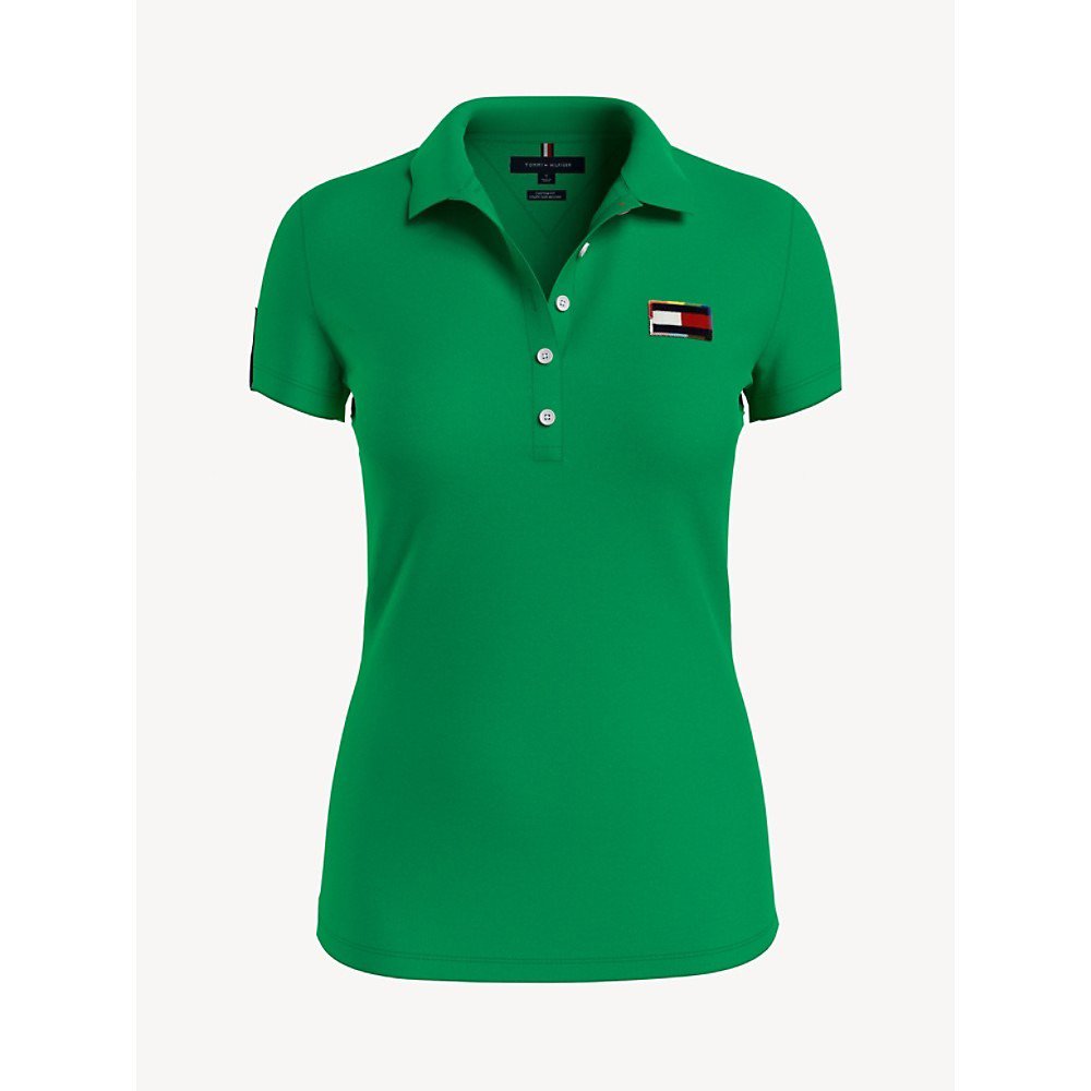 Áo Polo Tommy Hilfiger Slim Fit Stretch Pride Flag - Bright Green, Size XS