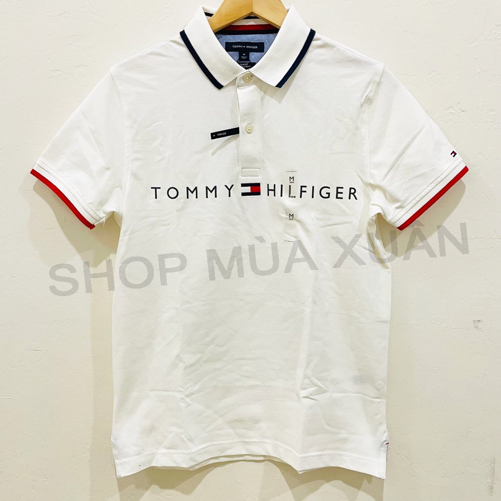 Áo Tommy Hilfiger Slim Fit Logo Polo Shirt - White, Size M