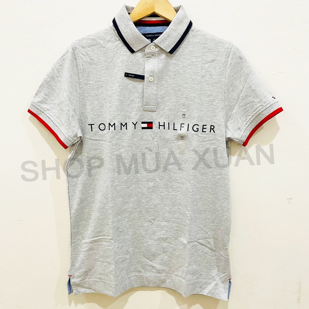Áo Tommy Hilfiger Slim Fit Logo Polo Shirt - Grey, Size S