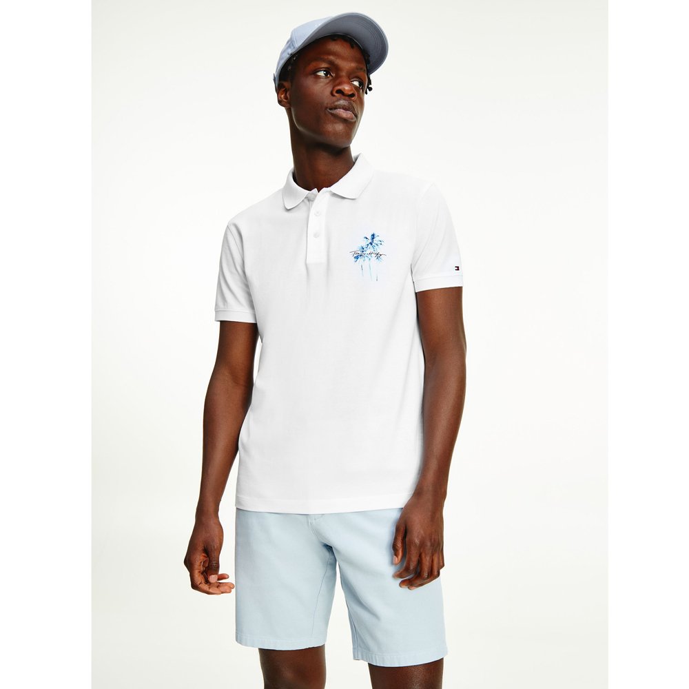 Áo Tommy Hilfiger Regular Fit Palm Tree Print Polo Shirt - White, Size M