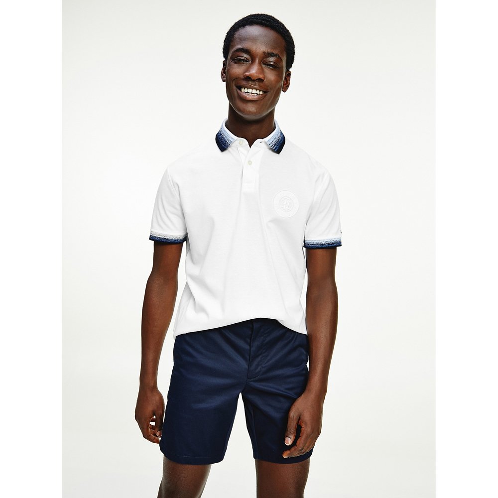 Áo Tommy Hilfiger Regular Fit Dip-Dye Polo Shirt - White, Size M