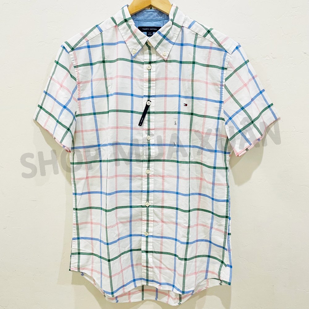 Áo Tommy Hilfiger Stripe Short Sleeve Shirt - White Multi, L