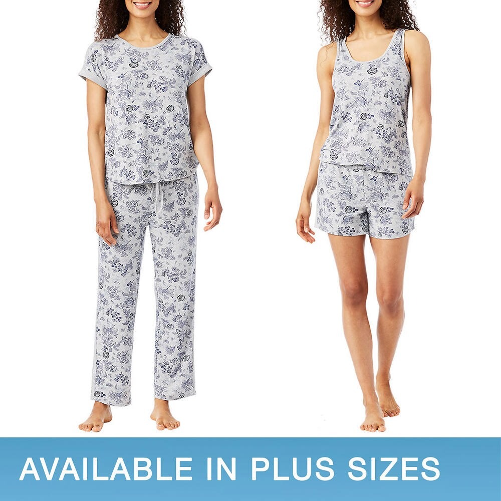 Set 2 bộ Lucky Brand Ladies' 4-Piece Pajama Set - Mini Denim Floral, Size XS