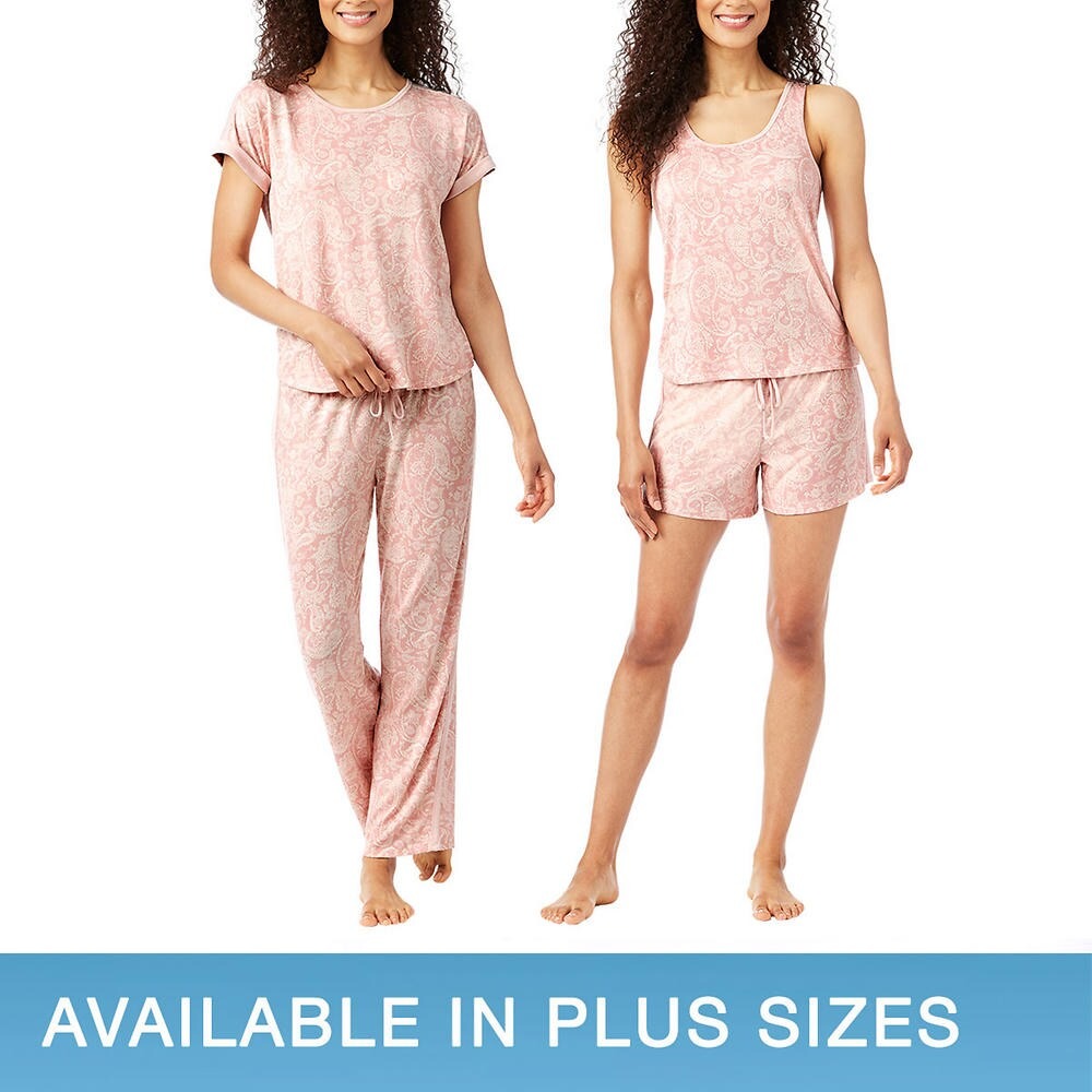 Set 2 bộ Lucky Brand Ladies' 4-Piece Pajama Set - Pink Floral Paisley, Size XS