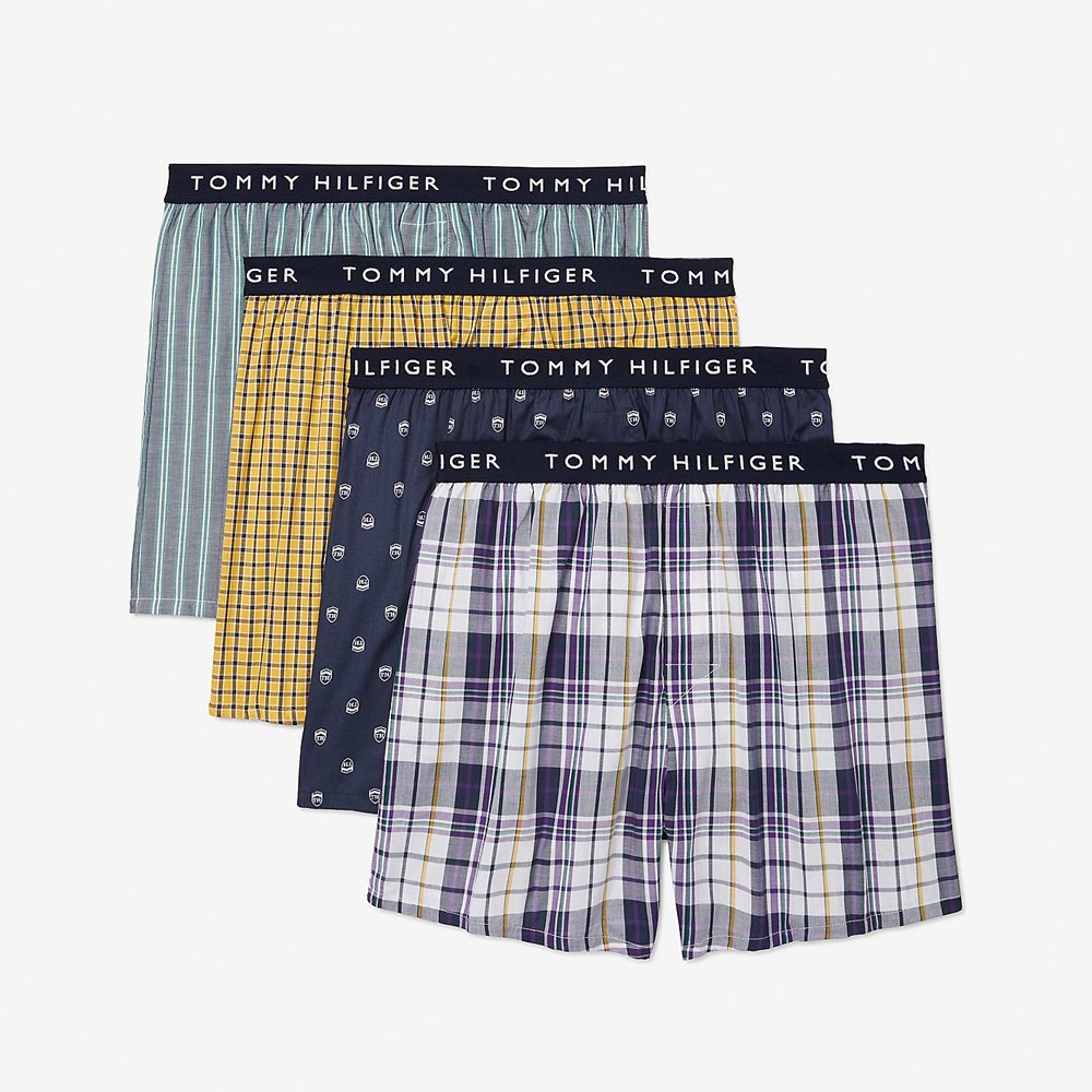 Set 4 quần Tommy Hilfiger Cotton Woven Boxers - Navy/Stripes Color, Size M
