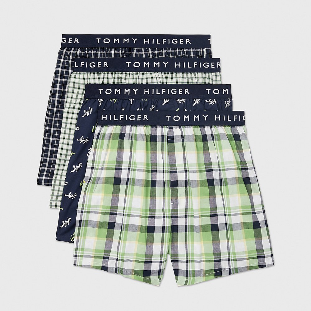 Set 4 quần Tommy Hilfiger Cotton Woven Boxers - Signature/Stripes Color, Size M