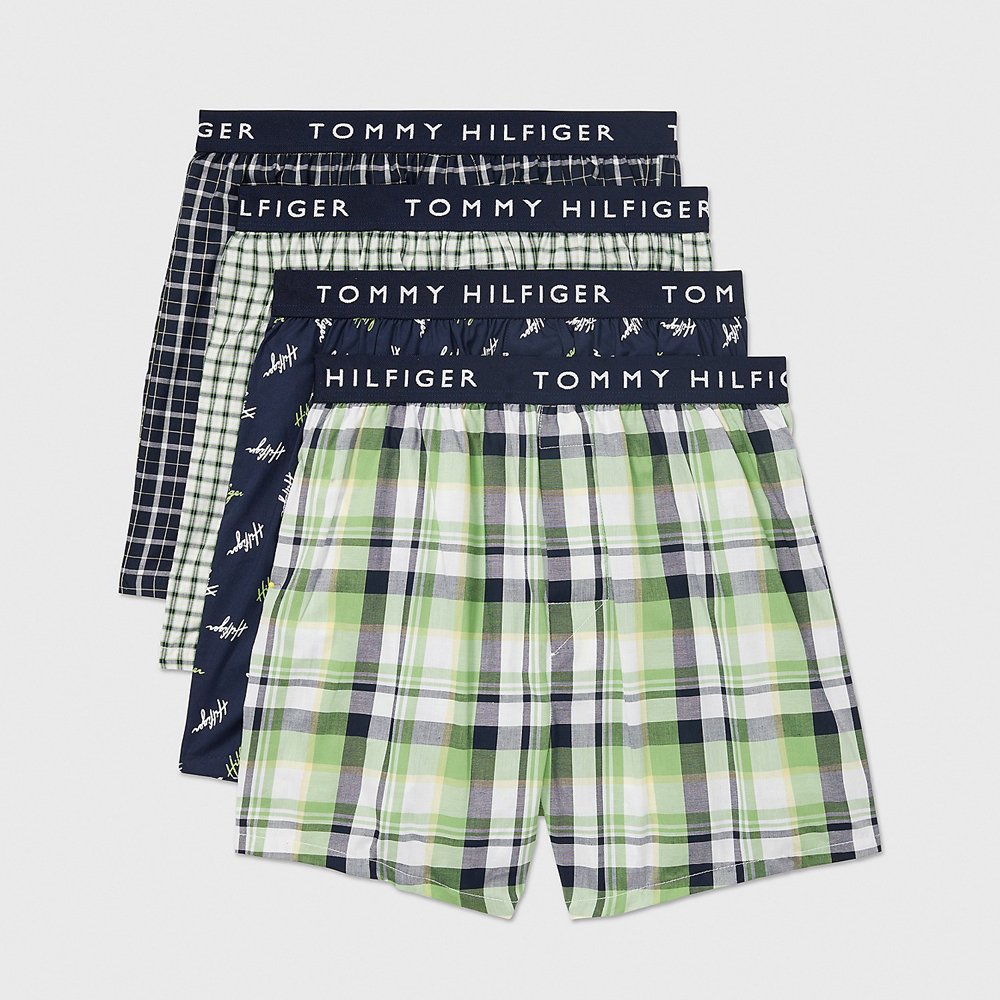 Set 4 quần Tommy Hilfiger Cotton Woven Boxers - Signature/Stripes Color, Size S