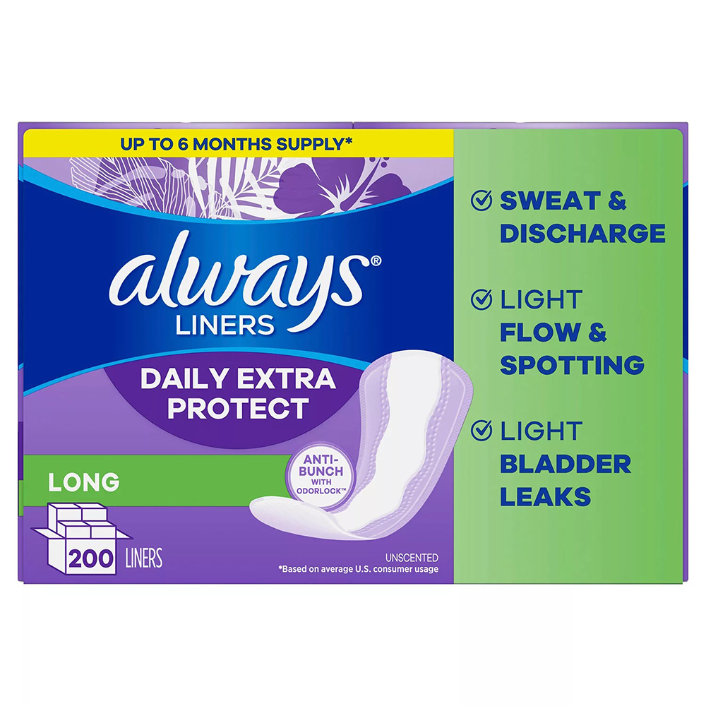 Băng vệ sinh hàng ngày Always Anti-Bunch Xtra Protection Long, 200 miếng
