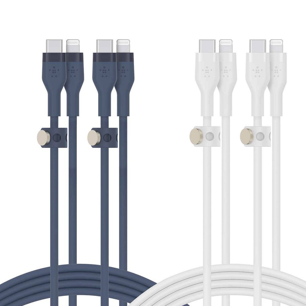 Set 4 dây sạc Belkin BOOST↑CHARGE™ Flex USB-C Cable with Lightning Connector, White/Blue