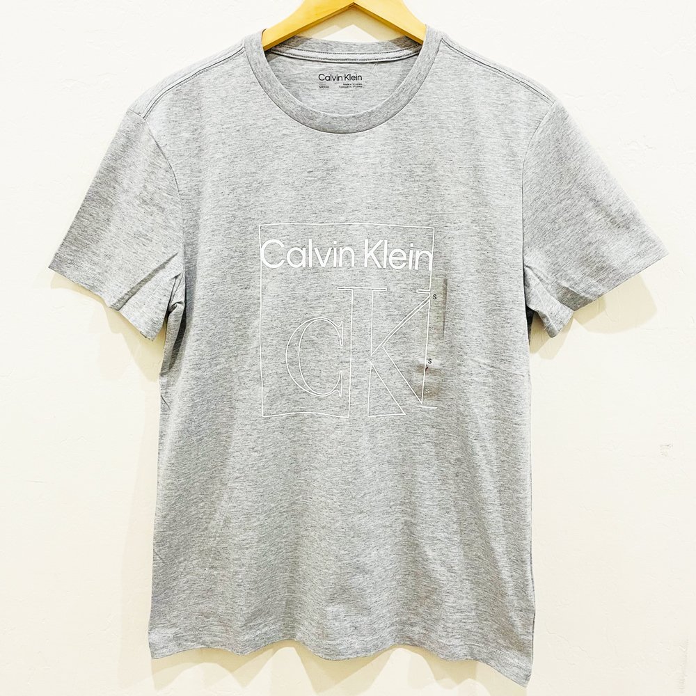 Áo Calvin Klein Monogram Logo Crewneck T-Shirt - Grey, Size M