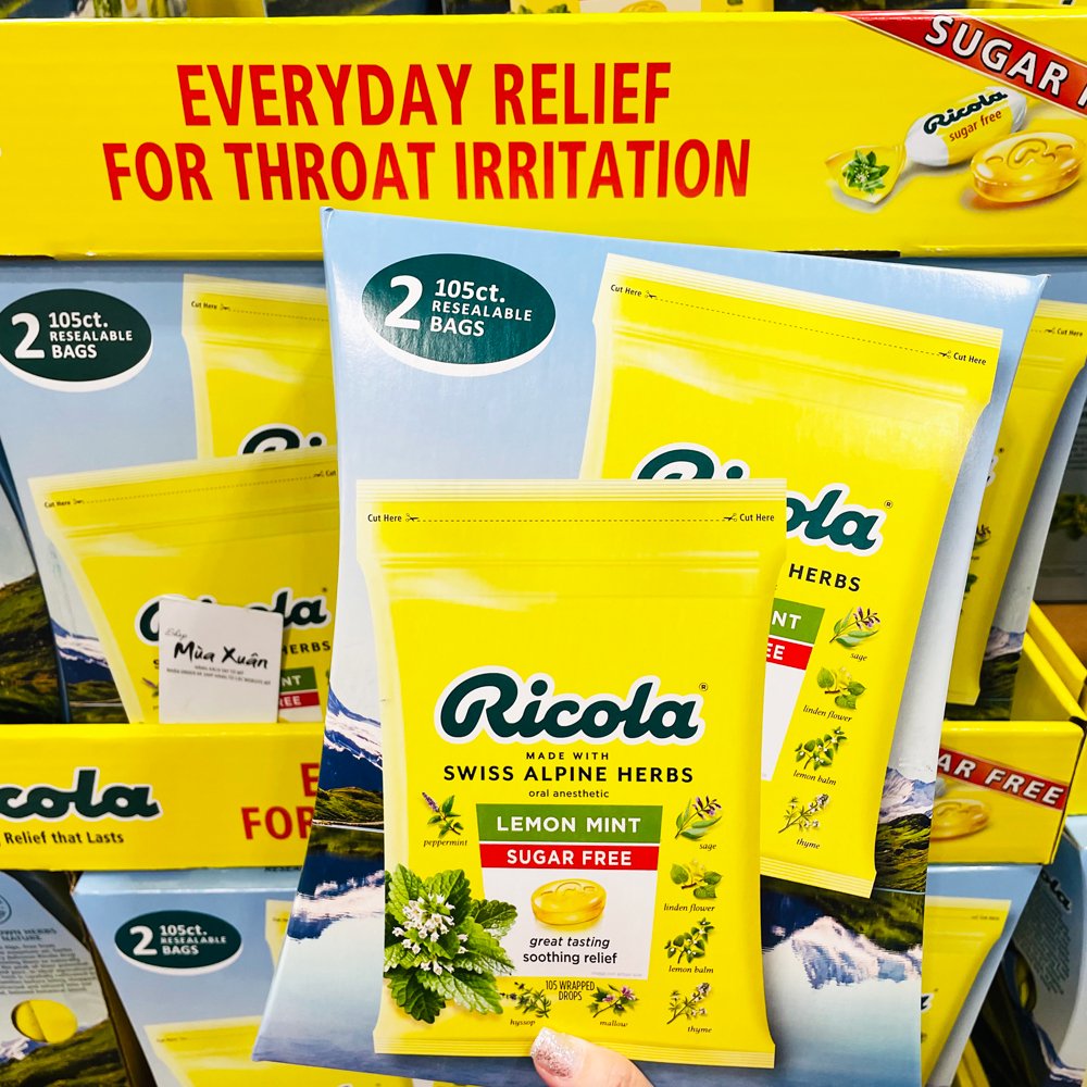 Ricola Sugar Free Lemon Mint Herb Throat Drops, 105 ct.