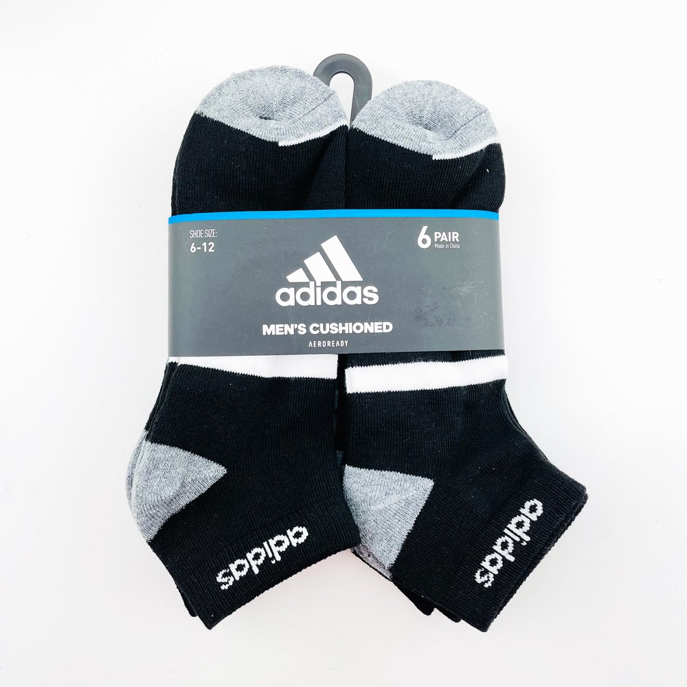 Vớ Adidas Men's Cushioned Low Cut - Set 6 đôi, Black/ White/ Grey Heather