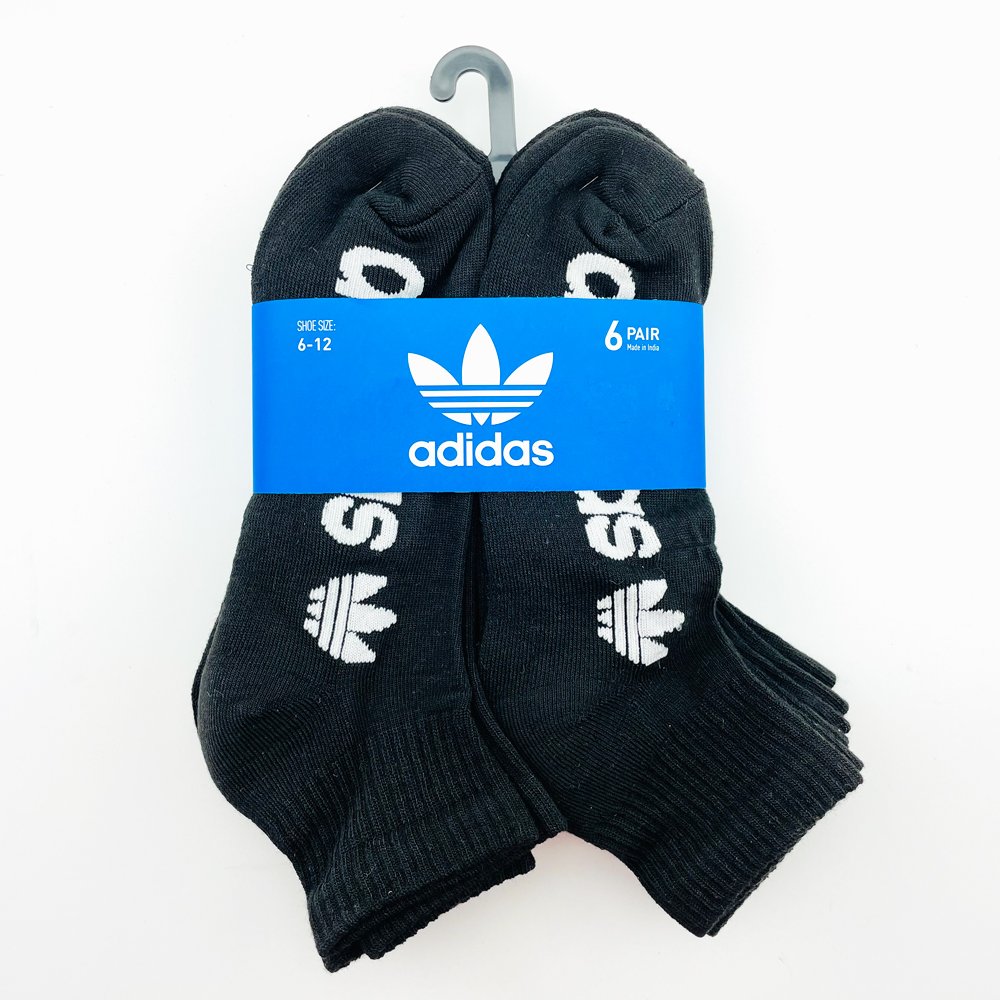 Vớ Adidas Originals Quarter - Set 6 đôi, Black/White