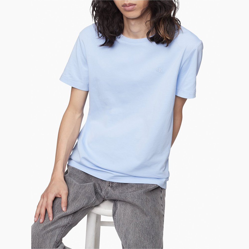 Áo Calvin Klein Smooth Cotton Solid Crewneck T-Shirt - Blue, Size L