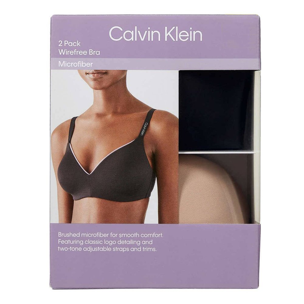 Set 2 áo Calvin Klein Ladies' Wirefree Bra - Black/Nude, Size S