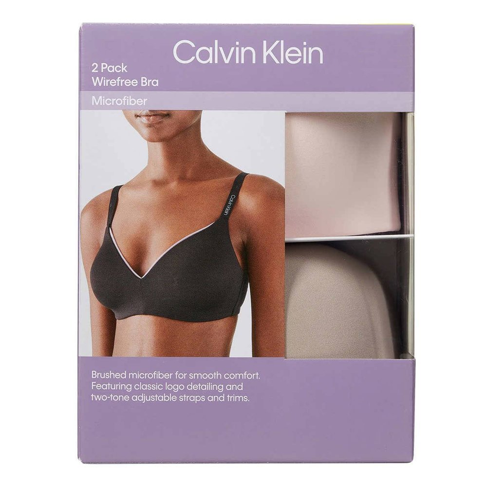 Set 2 áo Calvin Klein Ladies' Wirefree Bra - Pink/Grey, Size S