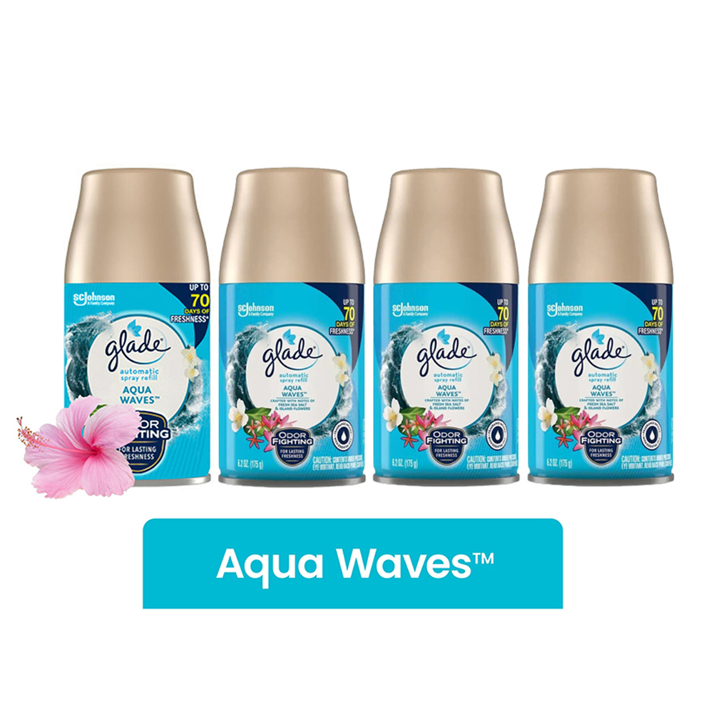 Bộ tinh dầu thơm Glade Automatic Spray Refills - Aqua Waves, 4 x 175g