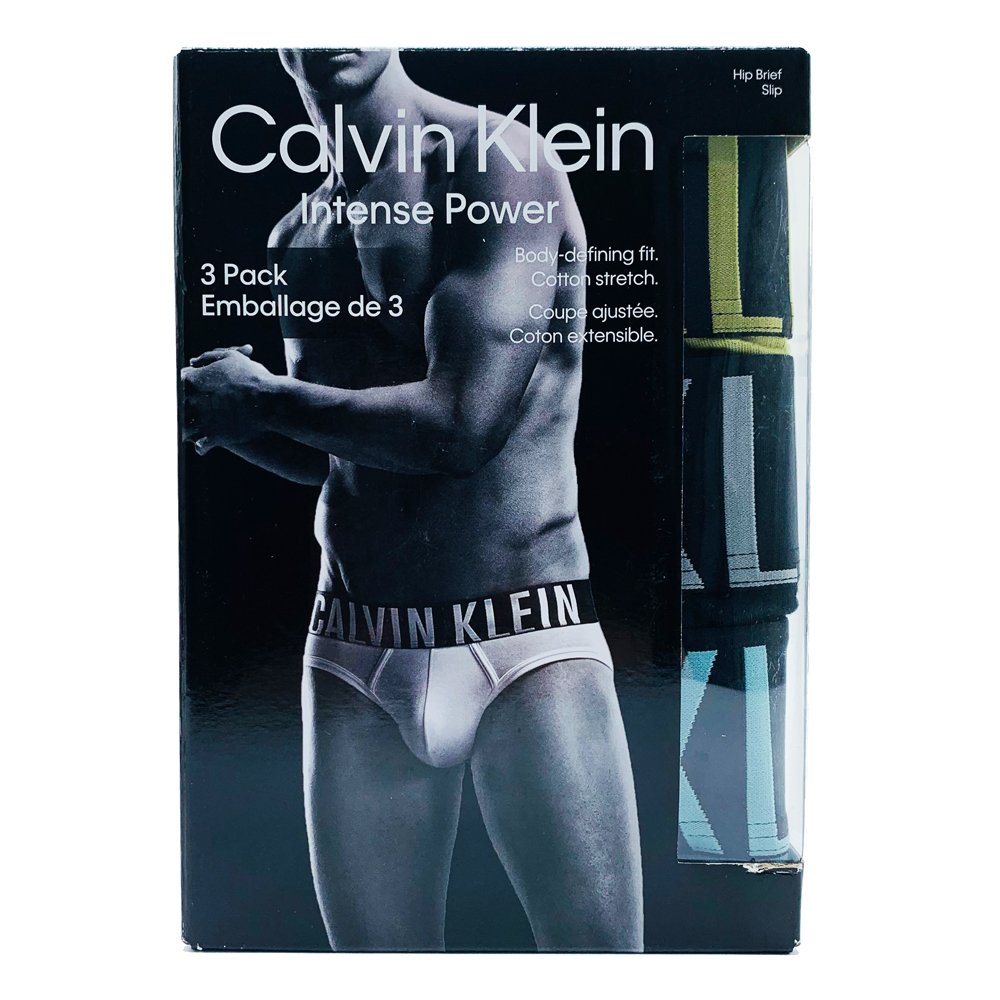 Set 3 quần Calvin Klein Intense Power Cotton Hip Brief - Olive/Black/Sky, Size S