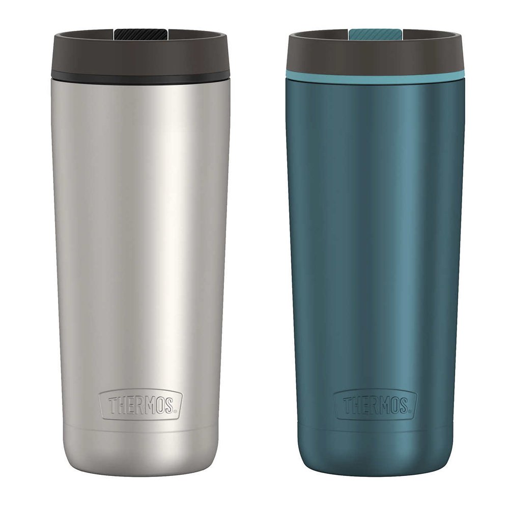 Set 2 ly giữ nhiệt Thermos Stainless Steel Travel Tumbler - Teal/Grey, 2 x 530ml